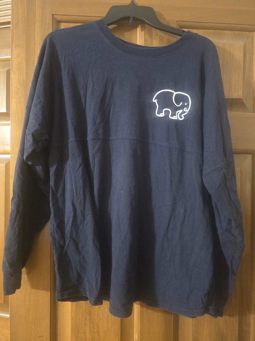 ivory ella Navy Long Sleeve Tee with White Elephant Logo